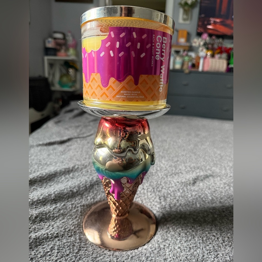 Ice Cream Candle Holder And Candle